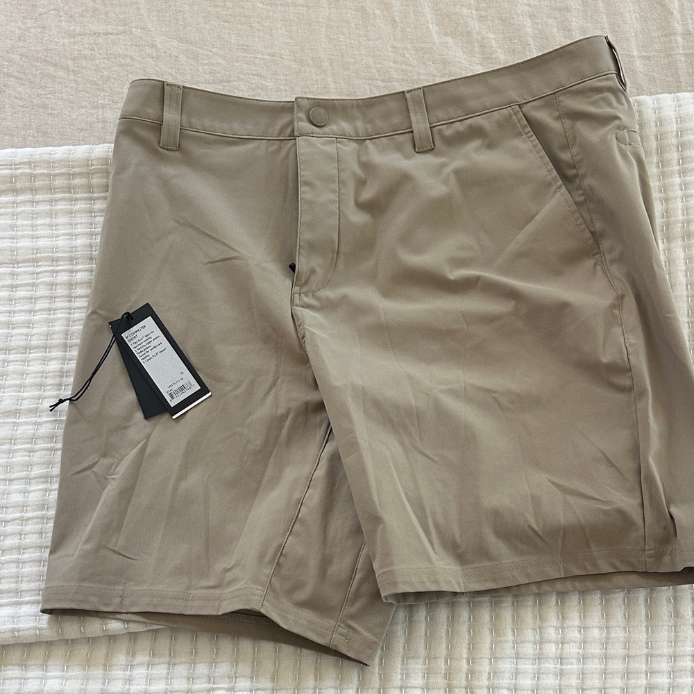 Rhone Men's Beige Flat Front Shorts